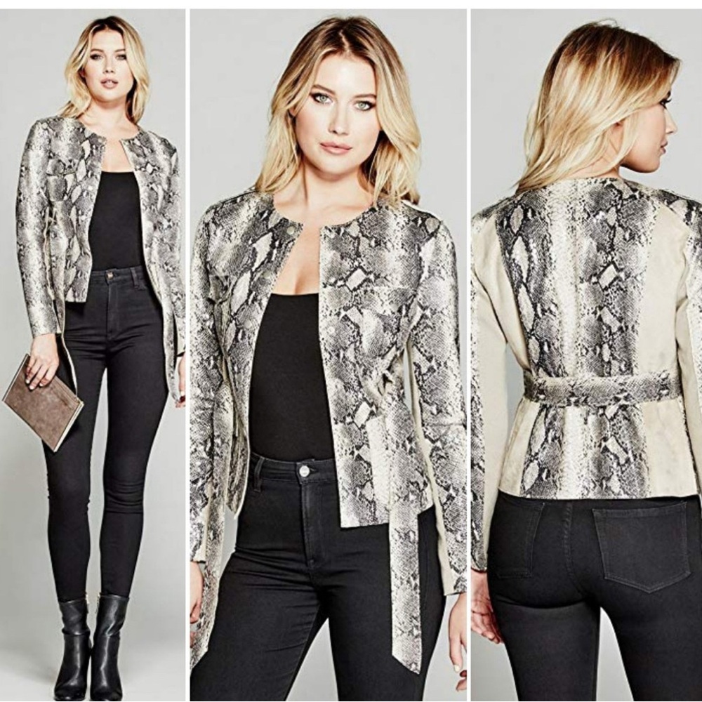 Marciano Women's Snake Print Blazer - Black and White - Picture 5 of 5